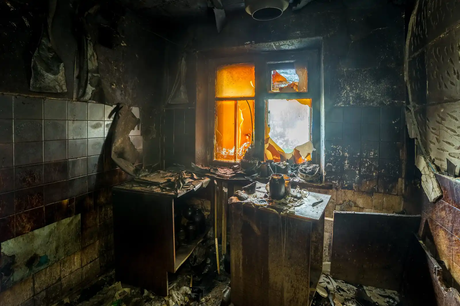 Fire damage restoration crew responding to a house fire in Seattle, WA near 98113